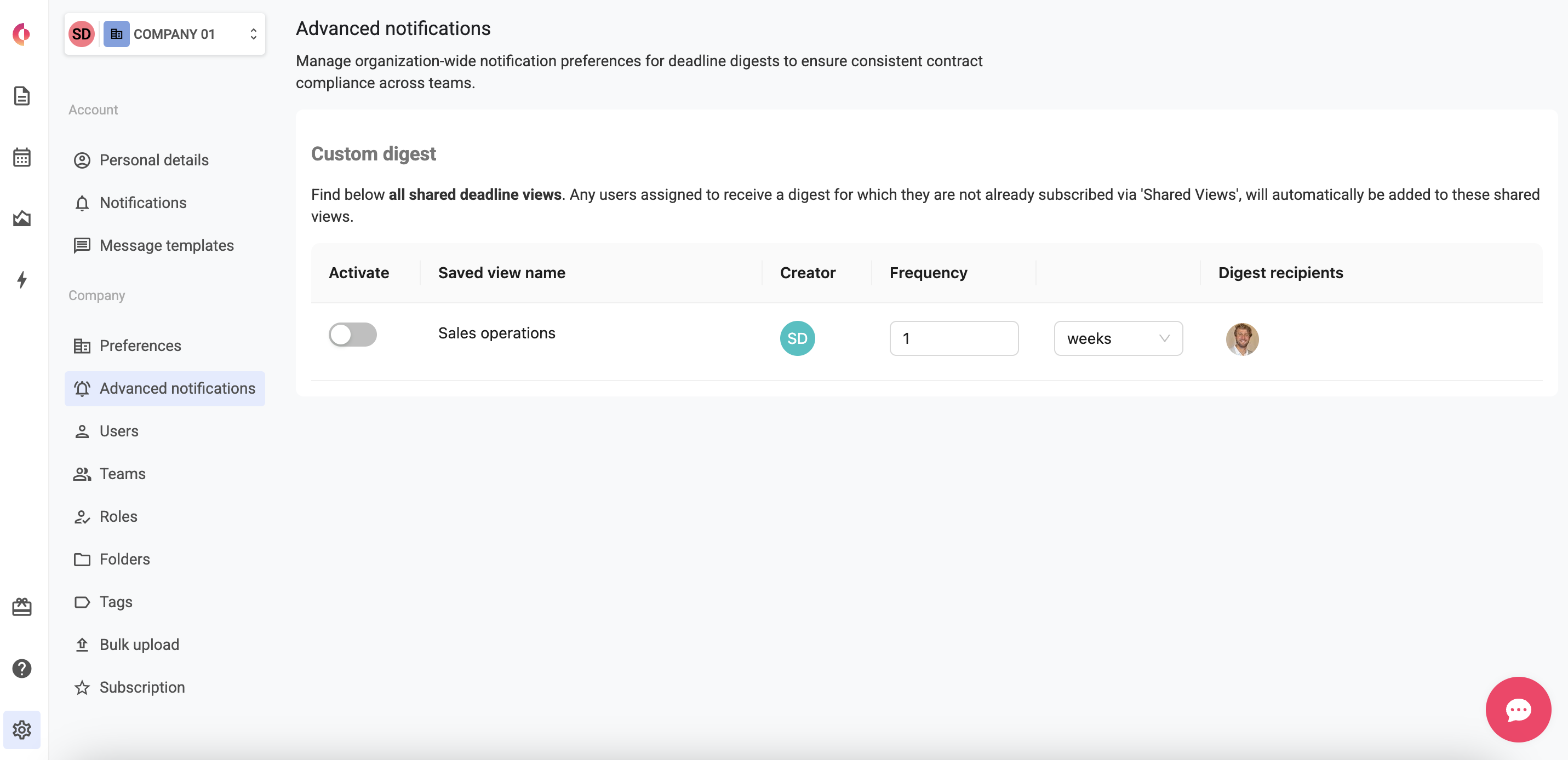 Managing Advanced Notification Settings for Deadline Digests