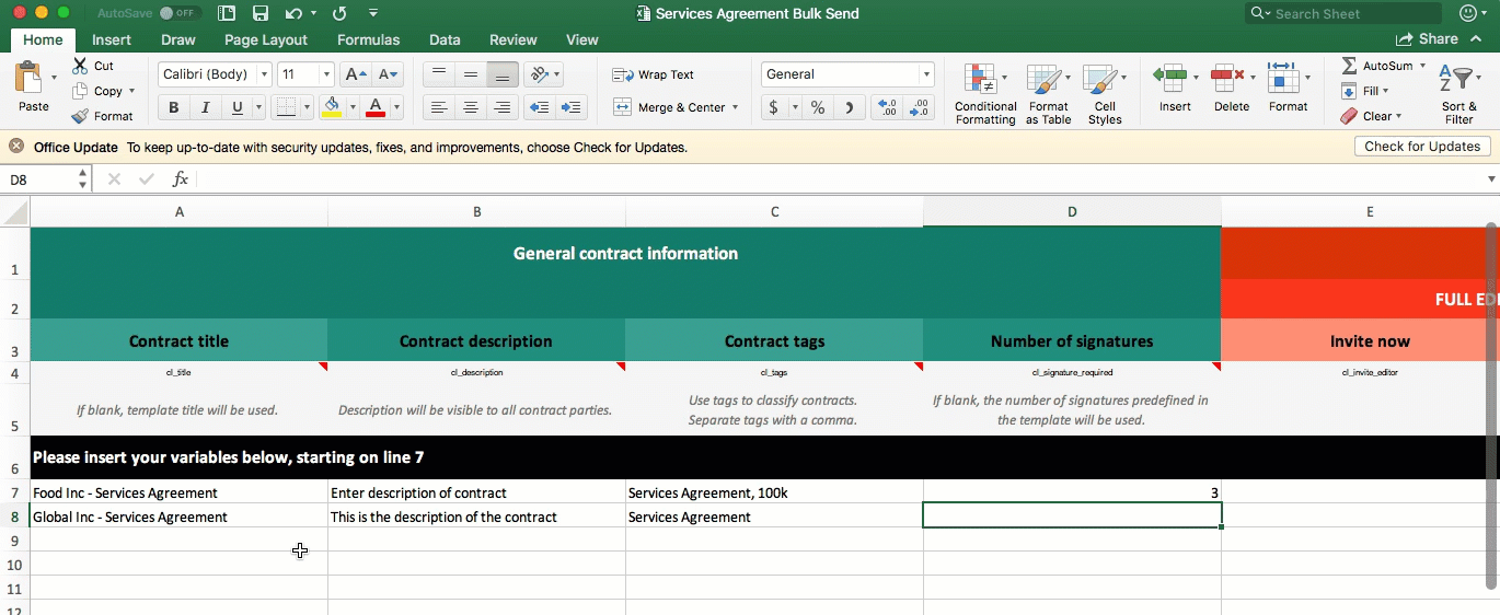 Filling out Excel File