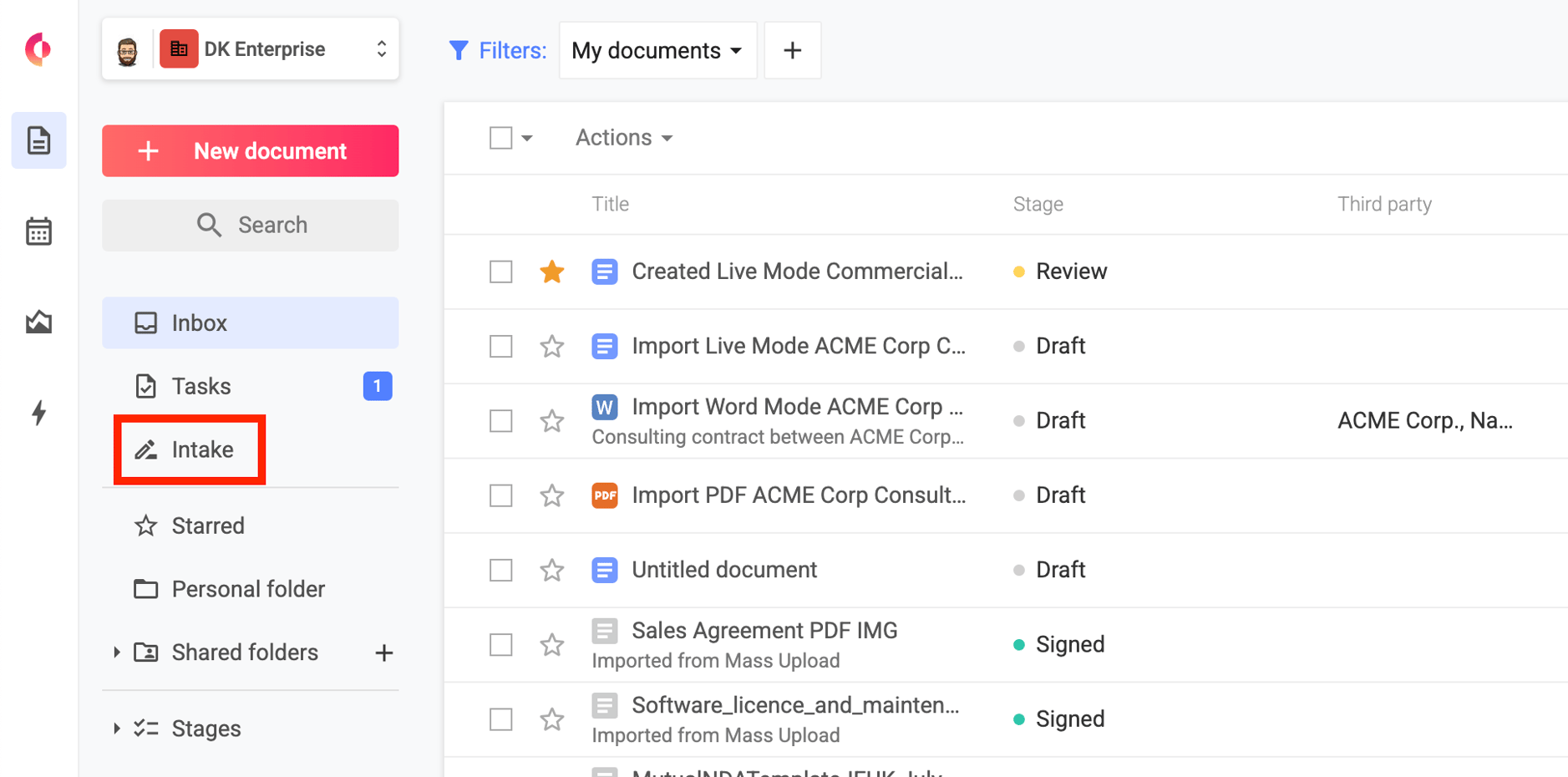 Using the intake form feature in Concord