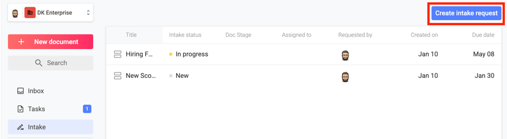 Using the intake form feature in Concord