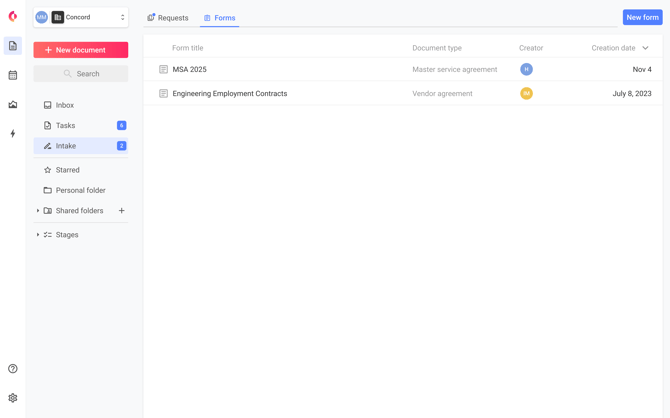 Forms tab