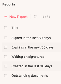 New Report from side menu