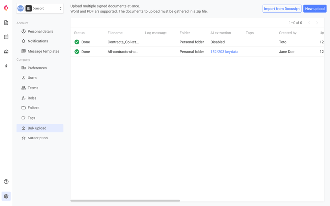 Upload done - Scroll left