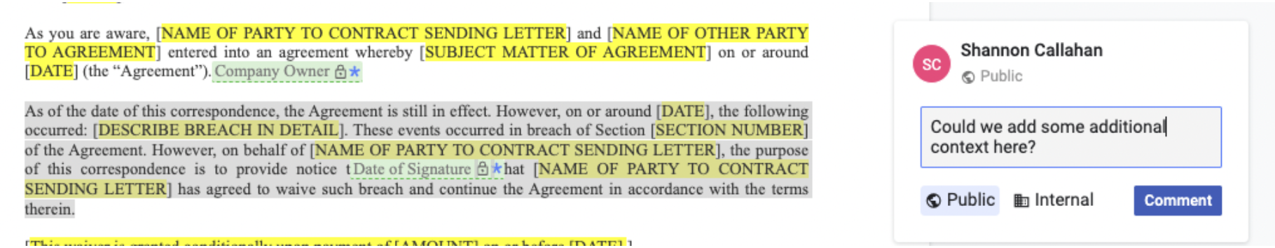 Commenting on a Document