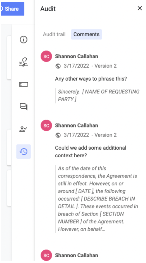 Commenting on a Document