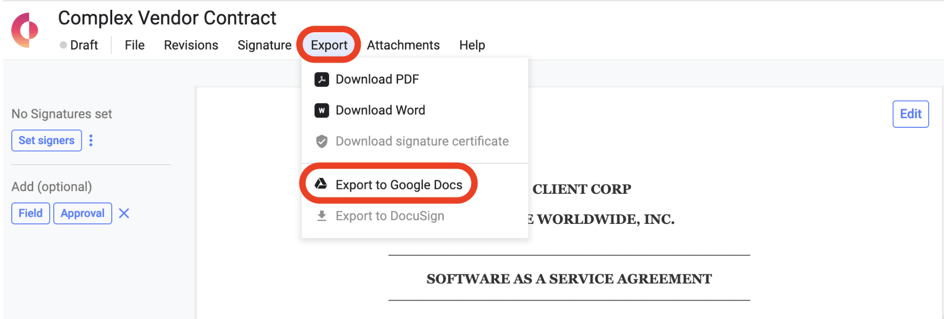 Export to Google Docs