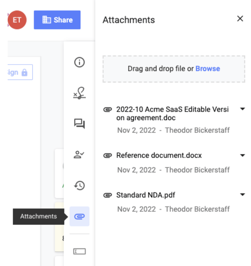 Attaching Files to a Document