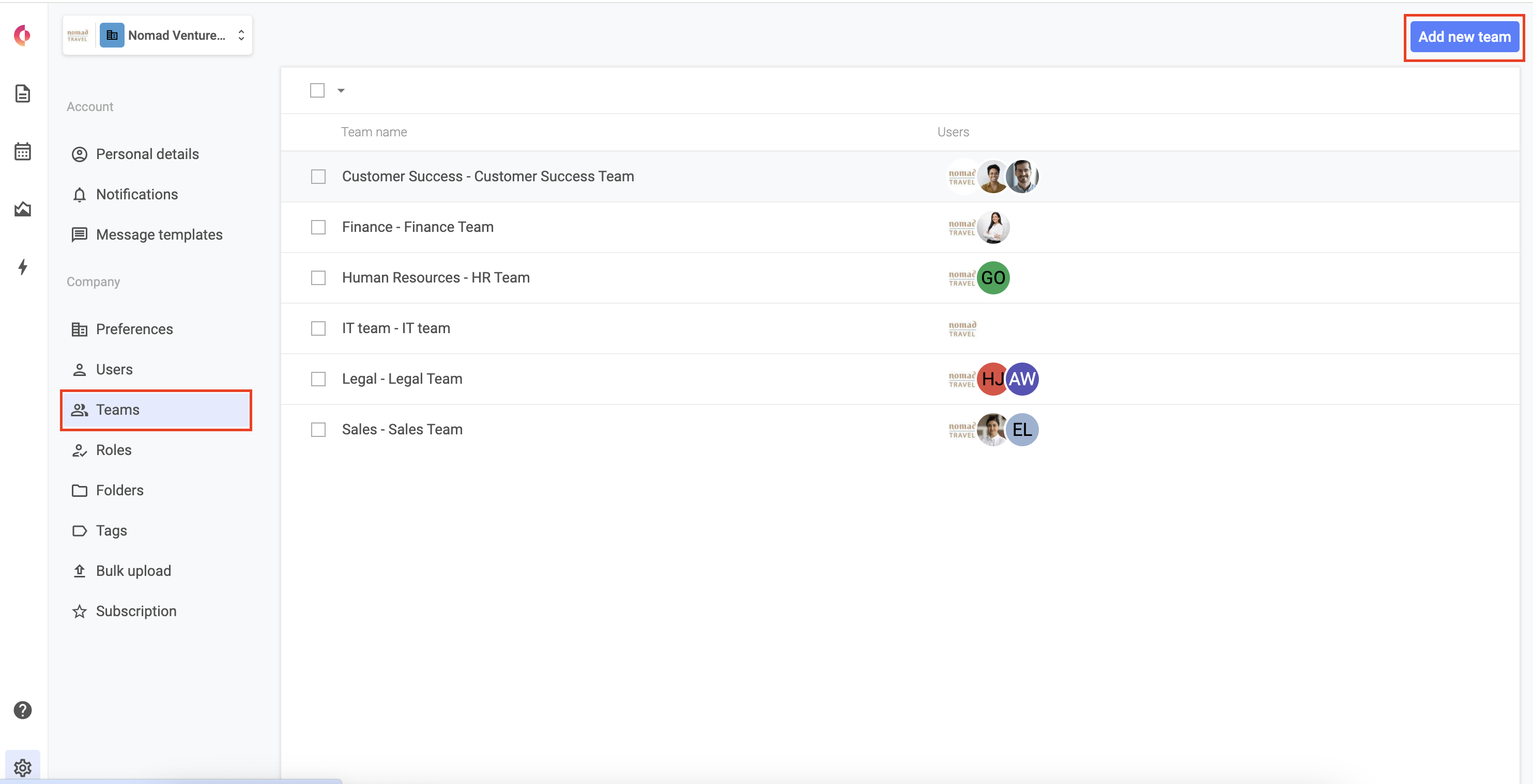 Setting Up Teams